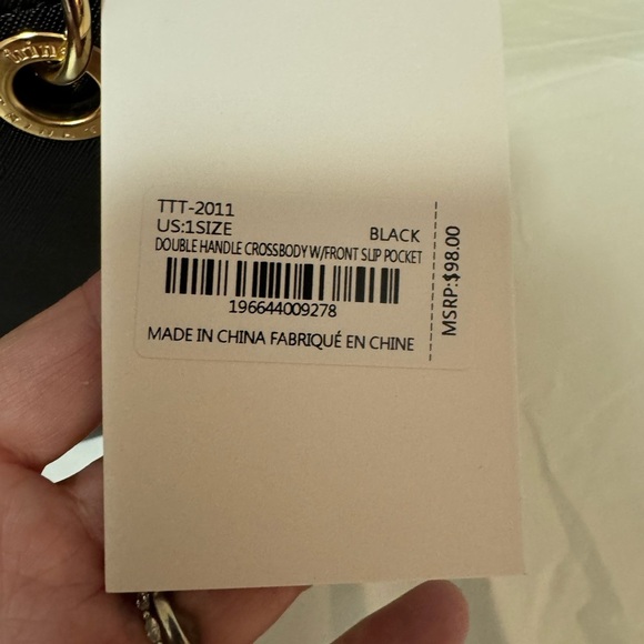 NWT Trina Turk black purse with double handles and is a Crossbody - Picture 4 of 10